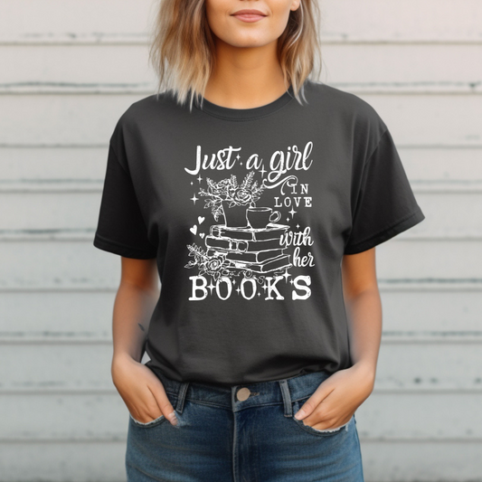 Just A Girl In Love With Her Books Gray Tee